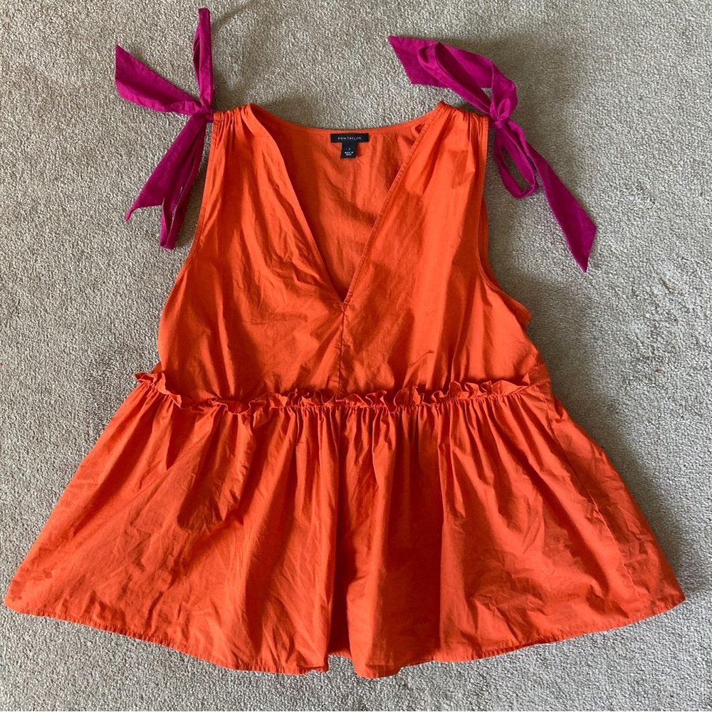 orange peplum blouse